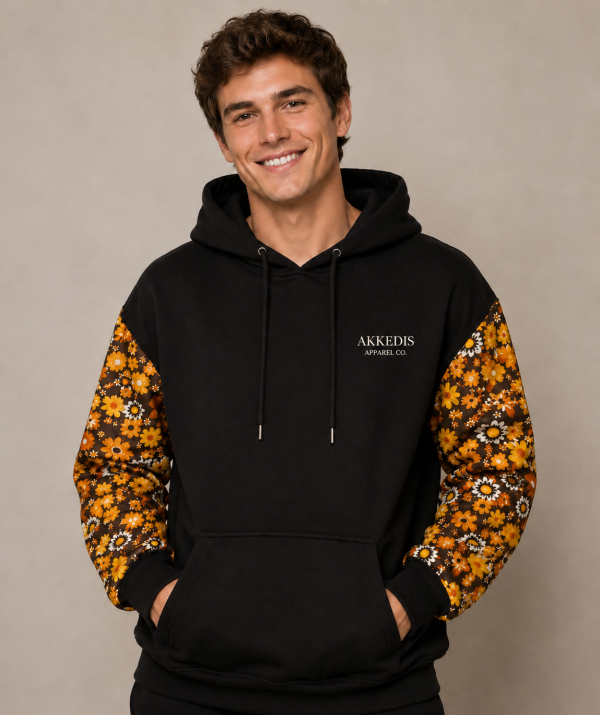 Retro Floral Sleeve Hoodie