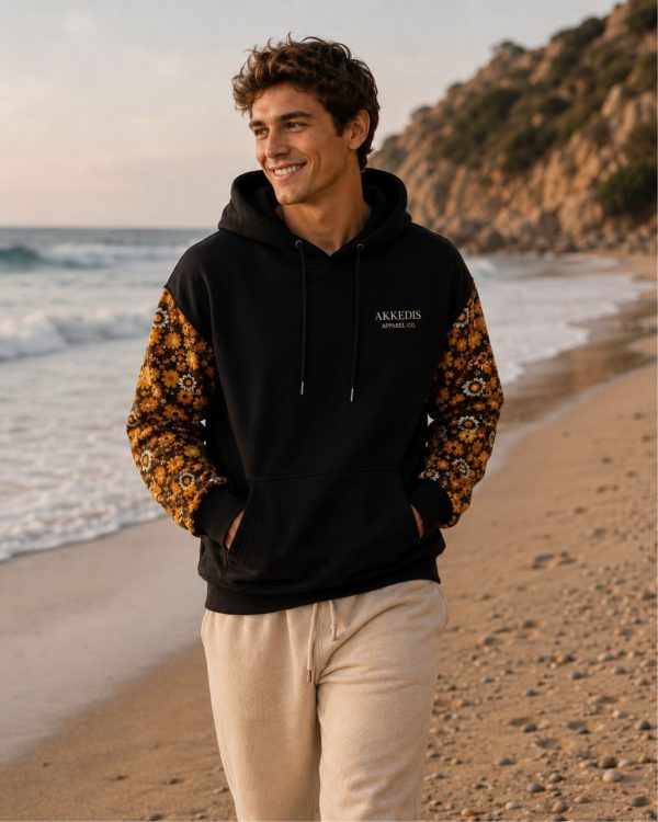 Retro Floral Sleeve Hoodie