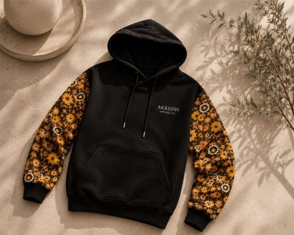 Retro Floral Sleeve Hoodie