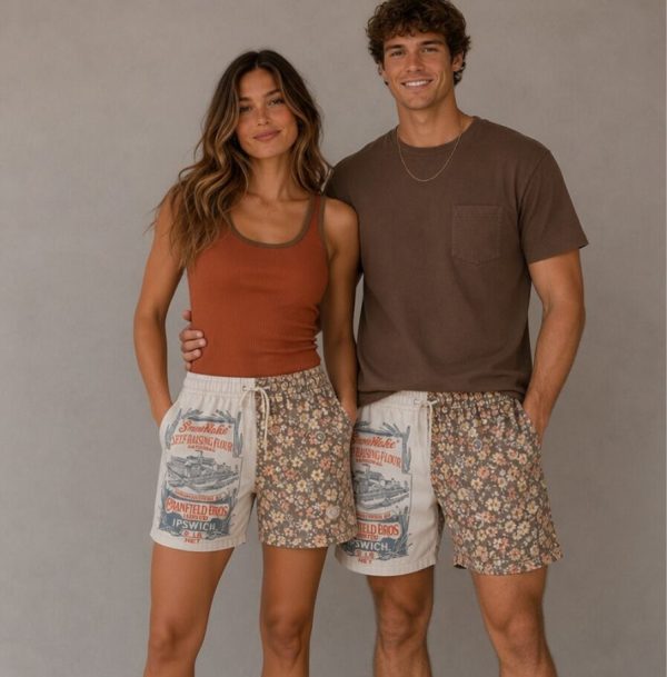 Proudly Akkedis Retro flower and vintange print shorts Unisex