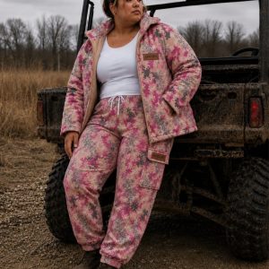 bruin broek en baadjie Akkedis Pink Camo Jogger Pants
